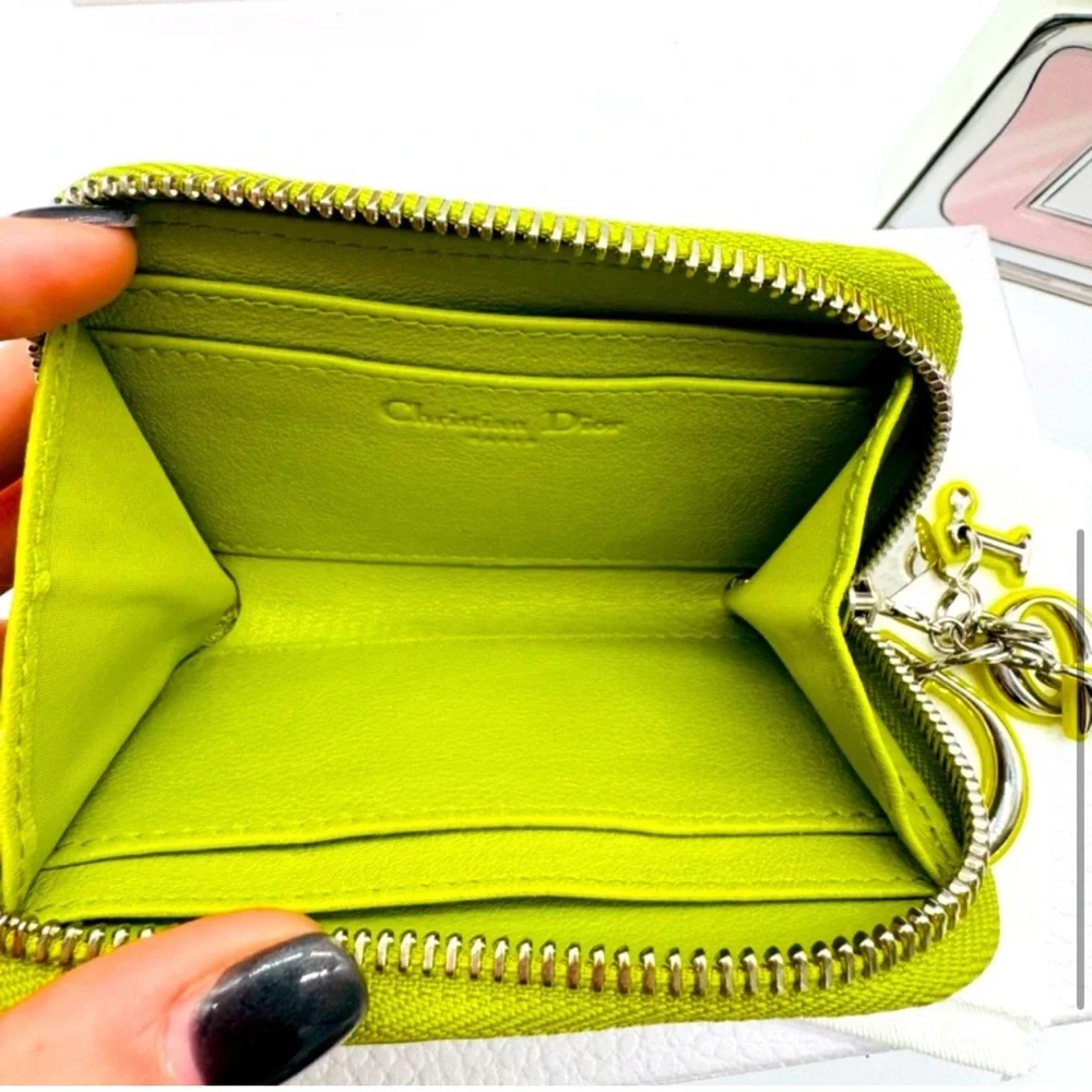 Christian Dior Lady Dior Neon Green Coin Purse 💚